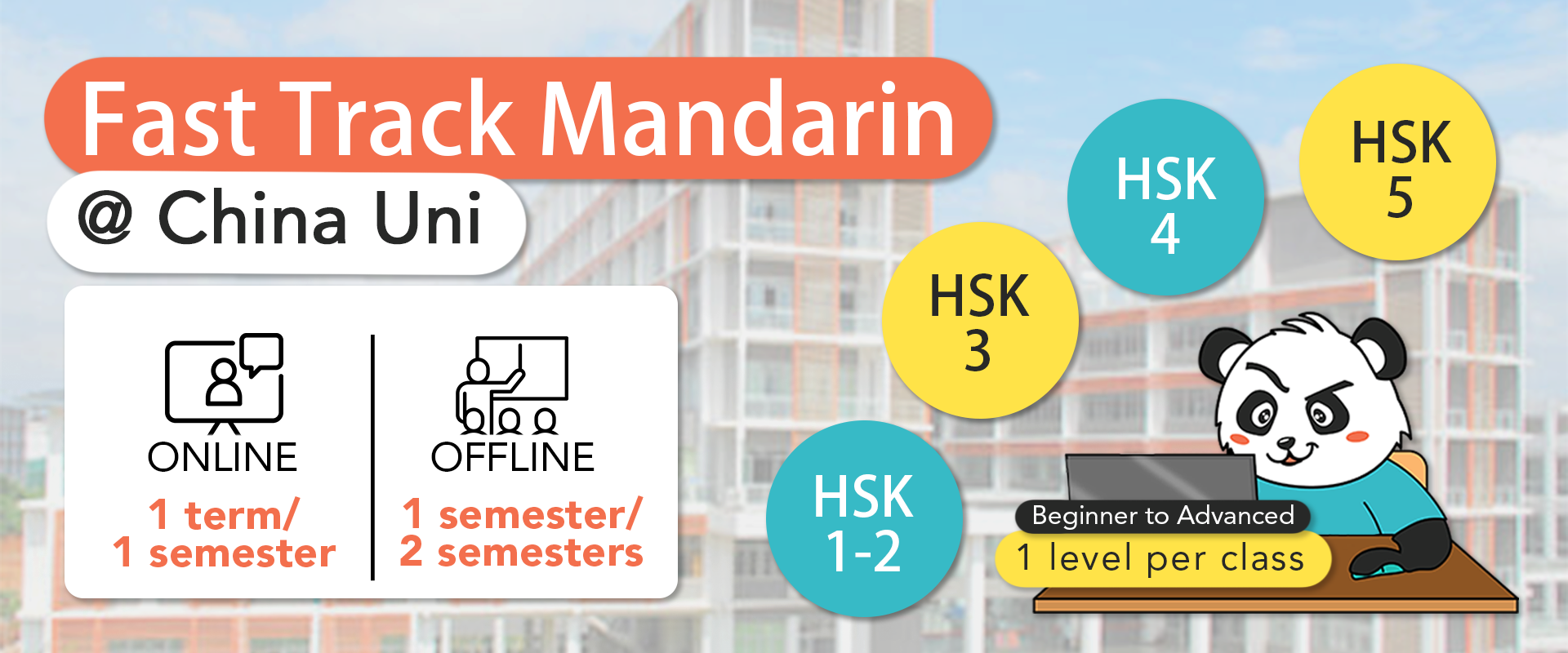 HSK HSKK Fast Track Mandarin at China Uni with Elite Chinese Desktop Banner